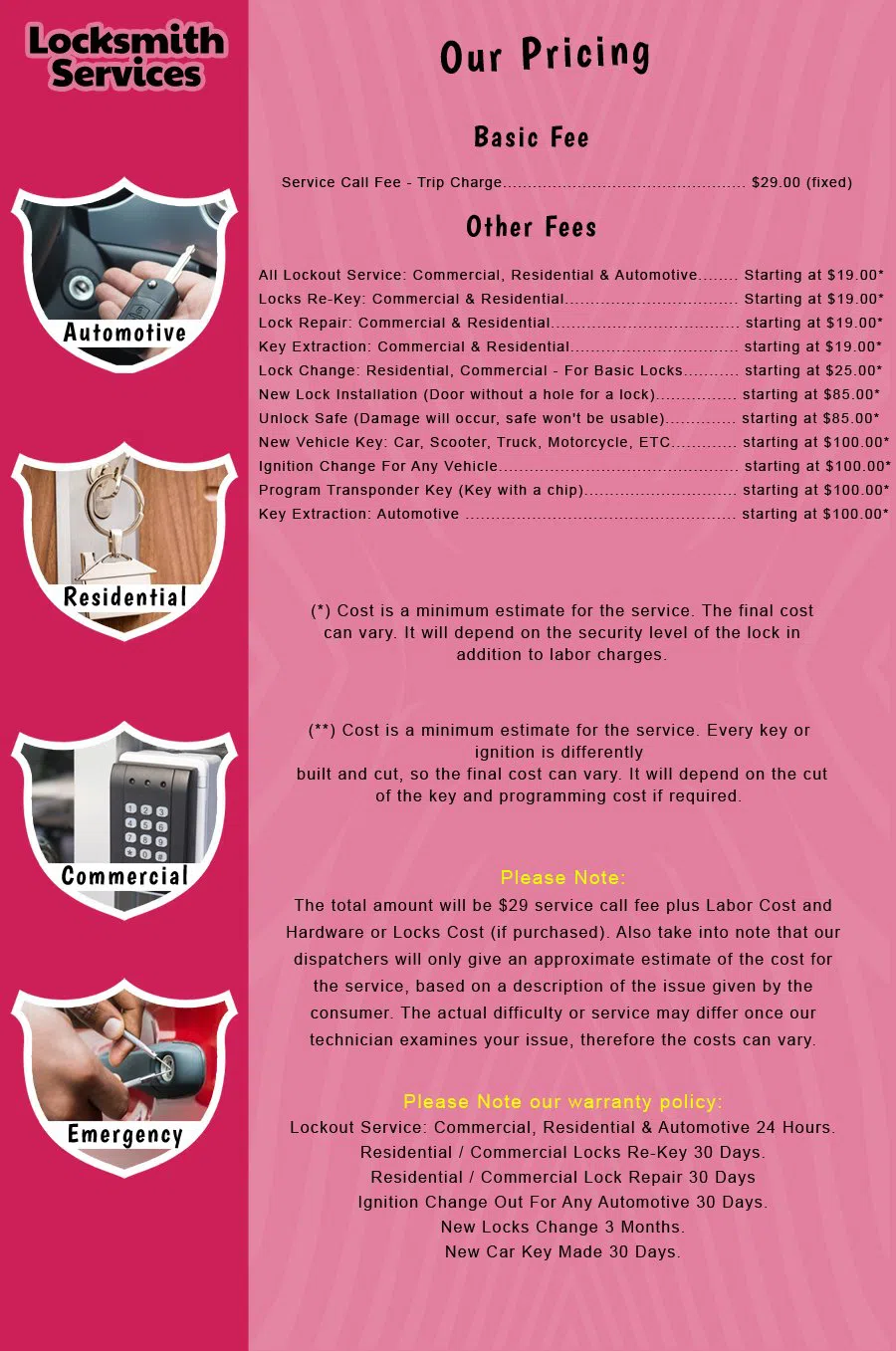 West Long Branch NJ Locksmith Store West Long Branch, NJ 732-606-4253 - price-list-c-18